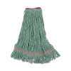 Narrowband Looped-End Mop Head, Premium Standard Head, Cotton/Rayon/Synthetic Fiber, Large, Green