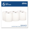 Universal Hard Roll Paper Towels With Premium Absorbency Pockets, 1-Ply, 8" x 600 Ft, 1.75" Core, White, 6 Rolls/Carton