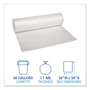 Recycled Low-Density Polyethylene Can Liners, 60 Gal, 1.1 Mil, 38" x 58", Clear, Perforated, 10 Bags/Roll, 10 Rolls/Carton
