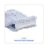 Floor Finish Mop Head, Narrow, Rayon/Polyester, Medium, White/Blue Stripes, 12/Carton