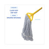 Floor Finish Mop Head, Narrow, Rayon/Polyester, Medium, White/Blue Stripes, 12/Carton