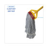Floor Finish Mop Head, Wide, Rayon/Polyester, Large, White/Blue Stripes, 12/Carton