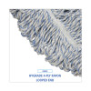 Floor Finish Mop Head, Wide, Rayon/Polyester, Large, White/Blue Stripes, 12/Carton