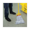 Floor Finish Mop Head, Wide, Rayon/Polyester, Large, White/Blue Stripes, 12/Carton