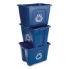 Stacking Recycle Bin, 14 Gal, Polyethylene, Blue