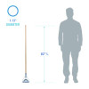 Quick Change Metal Head Mop Handle For No. 20 And Up Heads, 62" Wood Handle