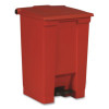 Indoor Utility Step-On Waste Container, 12 Gal, Plastic, Red