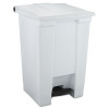 Indoor Utility Step-On Waste Container, 12 Gal, Plastic, White