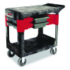 Two-Shelf Trades Cart, Plastic, 2 Shelves, 2 Drawers, 330 Lb Capacity, 19.25" x 38" x 33.38", Black