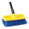 Bi-Level Deck Scrub Brush, Blue Polypropylene Bristles, 10" Brush, 10" Plastic Block, Threaded Hole