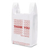 Plastic Thank-You T-Sack, Thank You - Have a Nice Day Labeling, Cut-Out Handles, 4" x 6" x 15", White/Red, 2,000/Carton