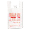 Plastic Thank-You T-Sack, Thank You - Have a Nice Day Labeling, Cut-Out Handles, 4" x 6" x 15", White/Red, 2,000/Carton