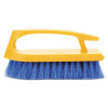 Iron-Shaped Handle Scrub Brush, Blue Polypropylene Bristles, 6" Brush, 6" Yellow Plastic Handle