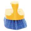 Iron-Shaped Handle Scrub Brush, Blue Polypropylene Bristles, 6" Brush, 6" Yellow Plastic Handle