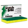 Medium-Duty Scrubbing Sponge 74, 3.6 x 6.1, 0.7" Thick, Yellow/Green, 20/Carton