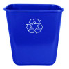 Soft-Sided Recycle Logo Plastic Wastebasket, 28 Qt, Polyethylene, Blue