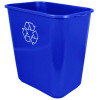 Soft-Sided Recycle Logo Plastic Wastebasket, 28 Qt, Polyethylene, Blue