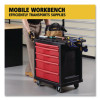 Five-Drawer Mobile Workcenter, 32.63w x 19.9d x 33.5h, Black Plastic Top