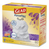 Forceflex Kitchen Drawstring Trash Bags, 13 Gal, Gain Lavender Scent, 24 x 27.38, White, 80 Bags/Box, 3 Boxes/Carton
