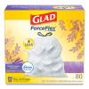 Forceflex Kitchen Drawstring Trash Bags, 13 Gal, Gain Lavender Scent, 24 x 27.38, White, 80 Bags/Box, 3 Boxes/Carton
