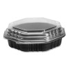Octaview Hinged-Lid Hot Food Containers, 31 Oz, 9.55 x 9.1 x 3, Black/Clear, Plastic, 100/Carton
