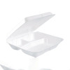 Foam Hinged Lid Containers, 3 Compartments, 7.5 x 8 x 2.3, White, 200/Carton