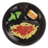 Heavyweight Plastic 3-Compartment Plates, 10.25" Dia, Black, 125/Pack, 4 Packs/Carton