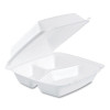 Foam Hinged Lid Containers, 3 Compartments, 8.38 x 7.78 x 3.25, 200/Carton