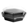 Octaview Hinged-Lid Cold Food Containers, 42 Oz, 9.57 x 9.2 x 3.2, Black/Clear, Plastic, 100/Carton