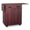 Hospitality Cart With Drop Leaves, Engineered Wood, 3 Shelves, 1 Drawer, 32.5" To 56.25" x 20.5" x 38.75", Mahogany