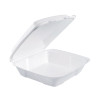 Foam Hinged Lid Containers, 9.01 X 9.4 X 3.1, White, 200/Carton