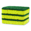 Heavy Duty Scrubber Sponge, 2.5 x 4.5, 0.9" Thick, Yellow/Green, 3/Pack, 8 Packs/Carton