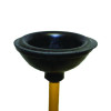 Plunger, 20" Wood Handle, 6" Dia, Black