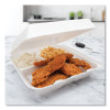 Foam Hinged Lid Containers, 3 Compartments, 9.25 x 9.5 x 3, White, 100/Sleeve, 2 Sleeves/Carton