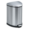 Step-On Receptacle, 4 Gal, Stainless Steel, Chrome/Black
