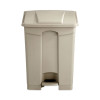 Large Capacity Plastic Step-On Receptacle, 17 Gal, Plastic, Tan