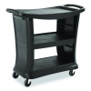 Executive Service Cart, Plastic, 3 Shelves, 300 Lb Capacity, 20.33" x 38.9" x 38.9", Black
