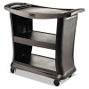 Executive Service Cart, Plastic, 3 Shelves, 300 Lb Capacity, 20.33" x 38.9" x 38.9", Black