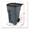 Brute Roll-Out Heavy-Duty Container, 65 Gal, Polyethylene, Gray