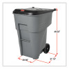 Brute Roll-Out Heavy-Duty Container, 95 Gal, Polyethylene, Gray