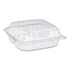 Clearseal Hinged-Lid Plastic Containers, 8.25 x 8.25 x 3, Clear, Plastic, 125/Pack, 2 Packs/Carton