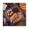 Clearseal Hinged-Lid Plastic Containers, 3 Compartments, 9.4 x 8.9 x 3, Plastic, 100/Bag, 2 Bags/Carton