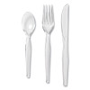 Cutlery Keeper Tray With Clear Plastic Utensils, Heavyweight, Fork/Knife/Spoon, Plastic, Crystal Clear, 180/Pack