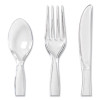 Cutlery Keeper Tray With Clear Plastic Utensils, Heavyweight, Fork/Knife/Spoon, Plastic, Crystal Clear, 180/Pack
