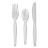 Heavyweight Polystyrene Cutlery, Fork/Knife/Spoon, Plastic, Clear, 180/Pack, 10 Packs/Carton