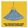 Super Stitch Blend Mop Head, Cotton/Synthetic, Large, 1" Red Headband, Blue, 6/Carton