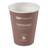World Art Renewable And Compostable Hot Cups, 8 Oz, Paper, Brown/White, 50/Pack