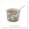 World Art Renewable And Compostable Food Container, 16 Oz, 4.05" Diameter x 3" h, Sage, Paper, 25/Pack, 20 Packs/Carton