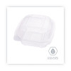 Renewable And Compostable Clear Clamshell Hinged Food Containers, 6 x 6 x 3, Plastic, 80/Pack, 3 Packs/Carton