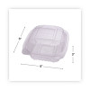 Renewable And Compostable Clear Clamshell Hinged Food Containers, 6 x 6 x 3, Plastic, 80/Pack, 3 Packs/Carton